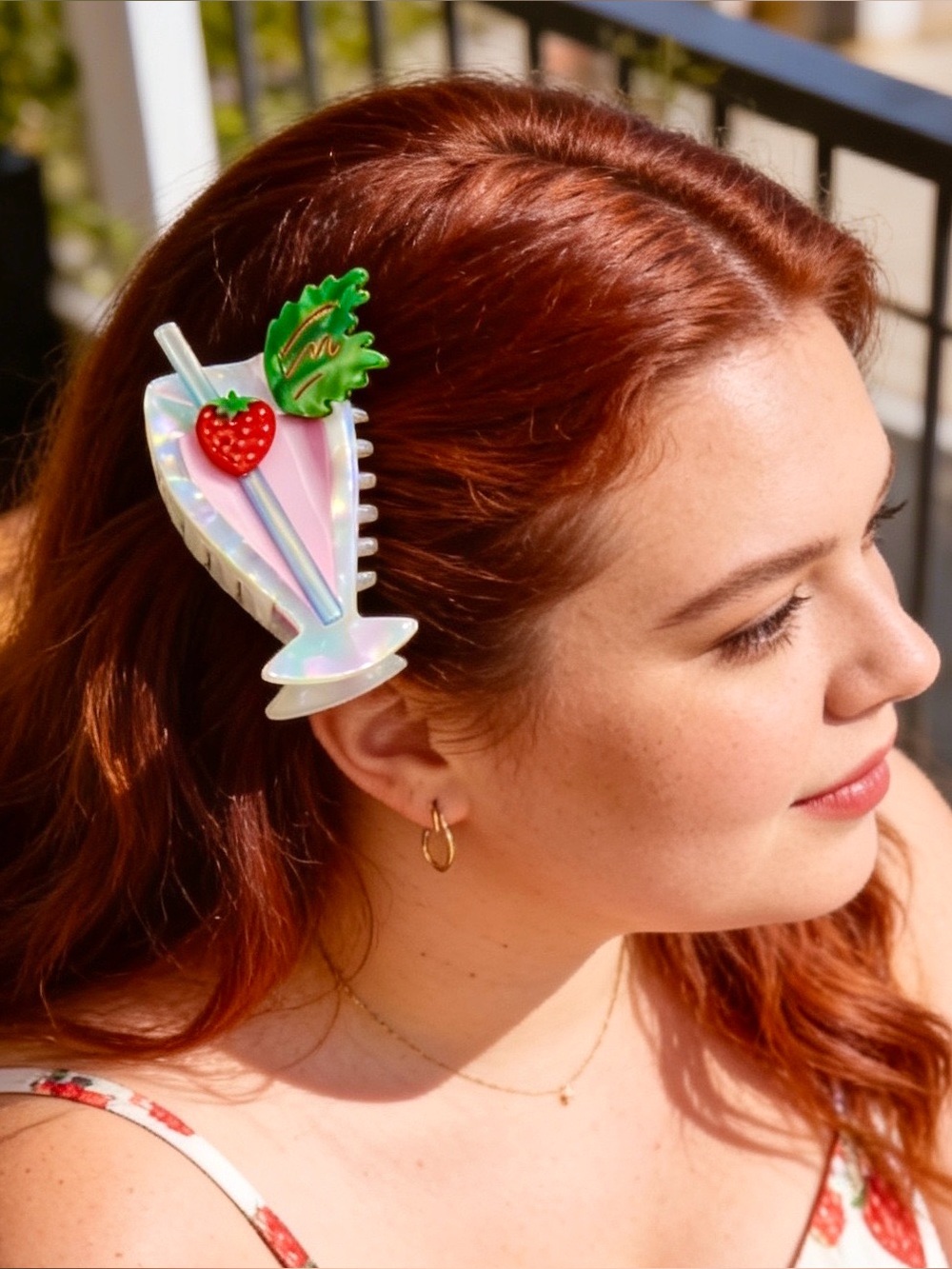Strawberry Milkshake With Mint Hair Clip